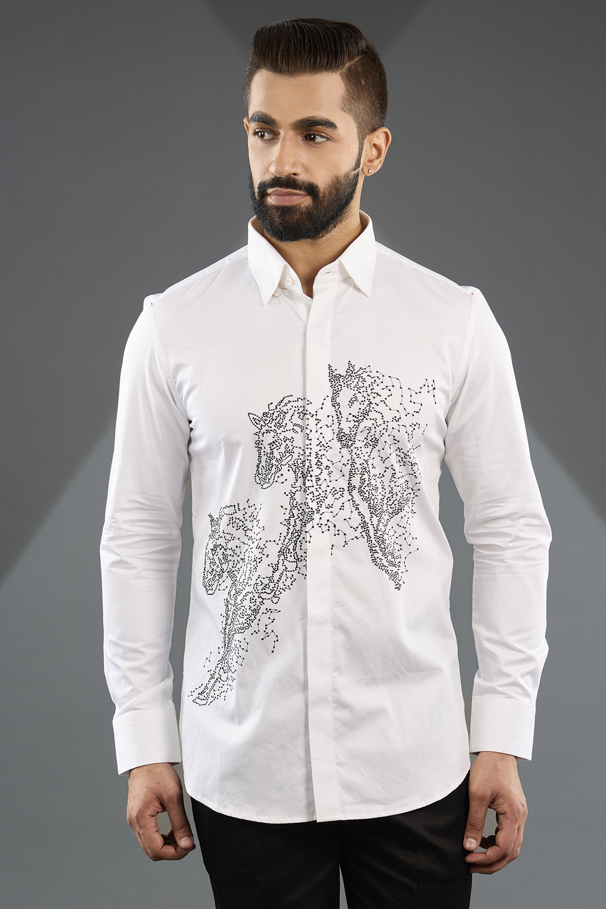 White Cotton Shirt by Sarab Khanijou