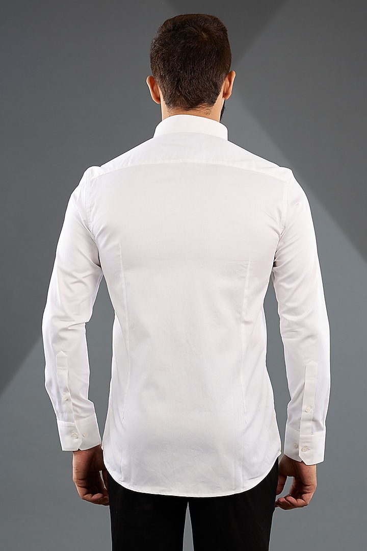 White Cotton Party Wear Shirt by Sarab Khanijou at Pernia's Pop Up Shop