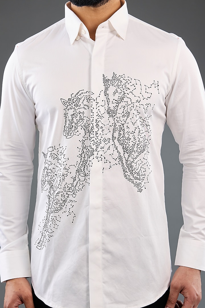 White Cotton Party Wear Shirt by Sarab Khanijou at Pernia's Pop Up Shop