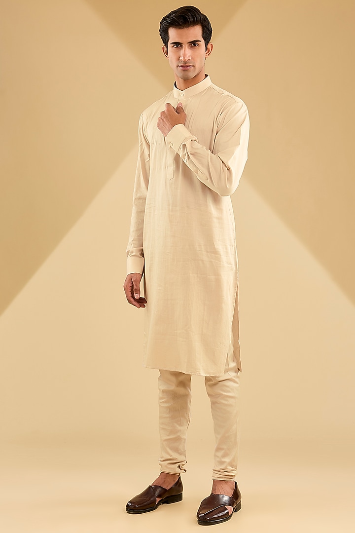 Dusty Silk & Organza Groom Sherwani Set by Sarab Khanijou at Pernia's Pop Up Shop