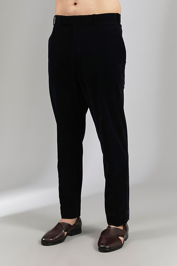 Navy Blue Sandwash Groom Indowestern Set by Sarab Khanijou at Pernia's Pop Up Shop