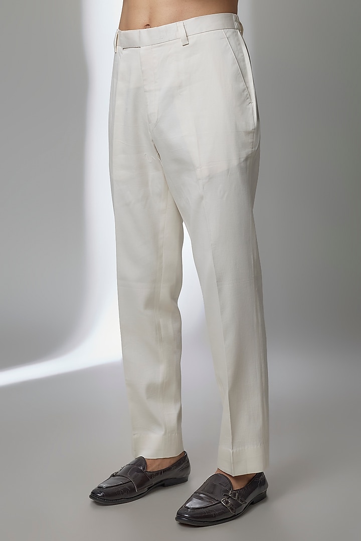 Dirty Ivory Raw Silk Groom Indowestern Set by Sarab Khanijou at Pernia's Pop Up Shop