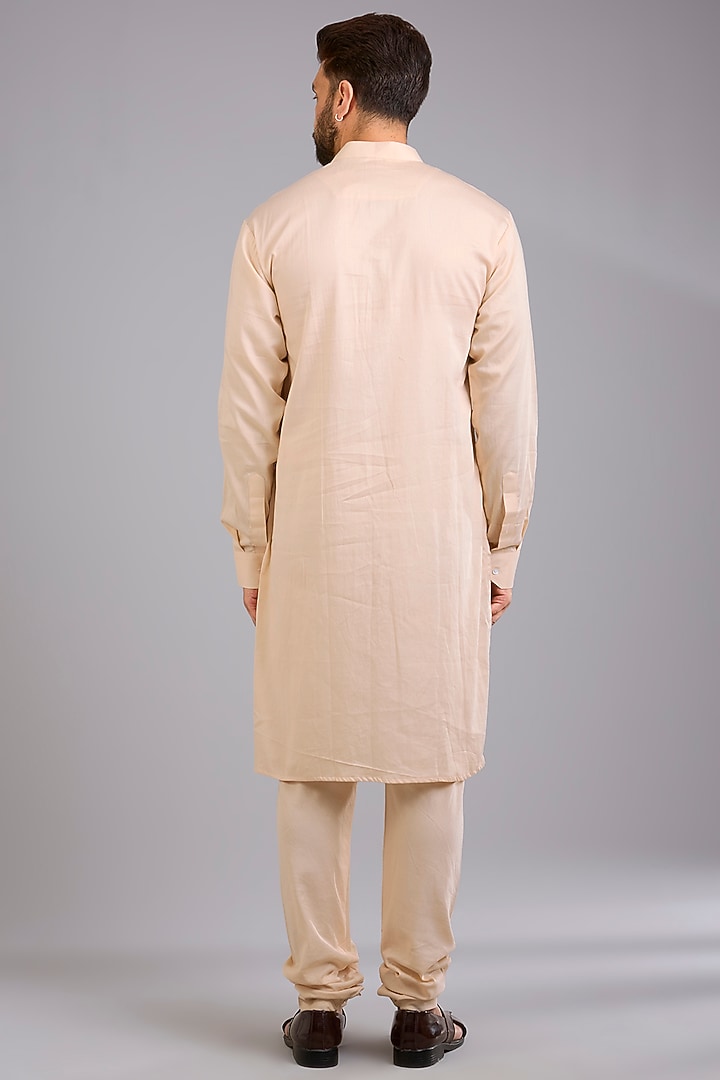 Ivory Silk Groom Sherwani Set by Sarab Khanijou at Pernia's Pop Up Shop