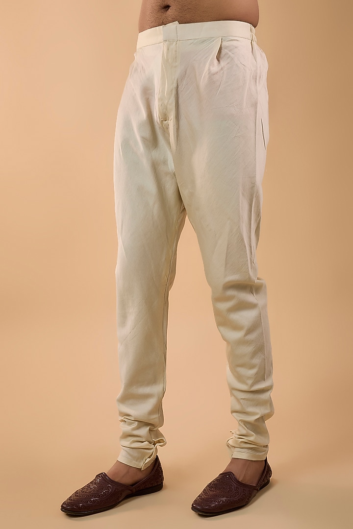 Ivory Silk Groom Sherwani Set by Sarab Khanijou at Pernia's Pop Up Shop