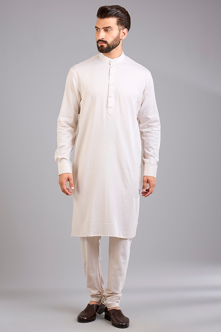 Ivory Silk Groom Sherwani Set by Sarab Khanijou at Pernia's Pop Up Shop