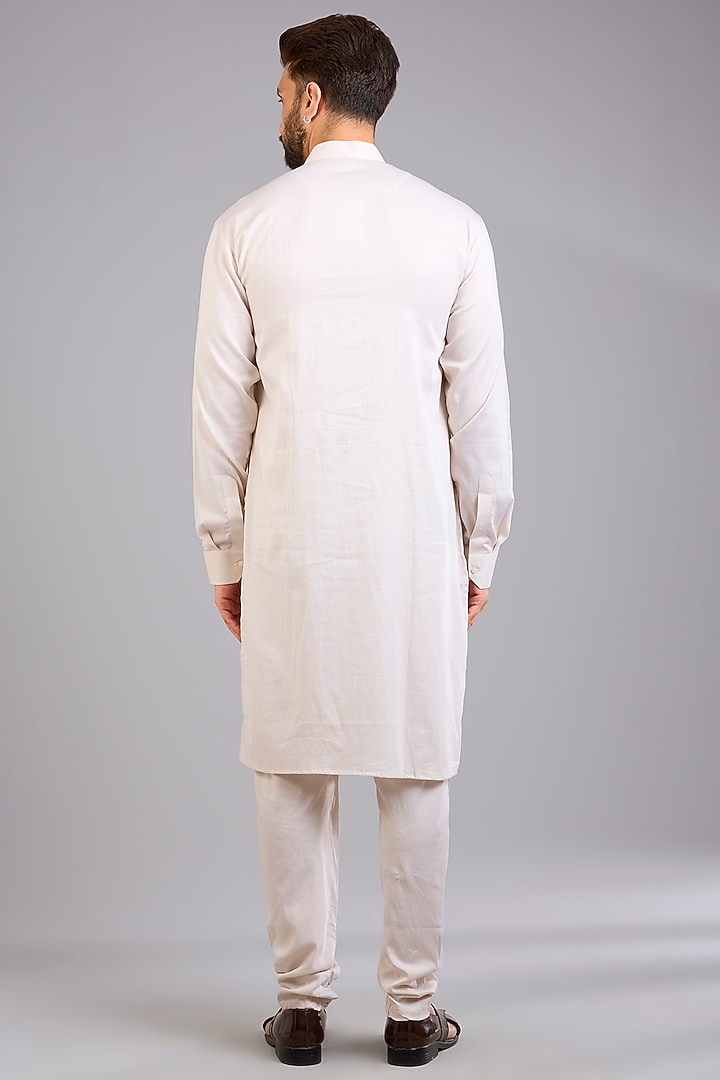 Ivory Silk Groom Sherwani Set by Sarab Khanijou at Pernia's Pop Up Shop