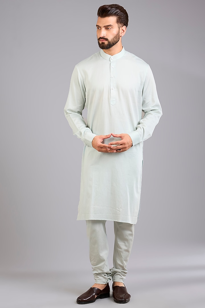 Aqua Silk Groom Sherwani Set by Sarab Khanijou at Pernia's Pop Up Shop
