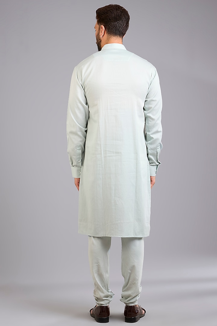 Aqua Silk Groom Sherwani Set by Sarab Khanijou at Pernia's Pop Up Shop