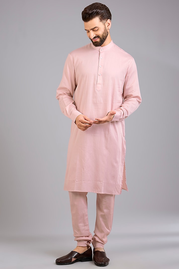 Dusty Pink Silk Groom Sherwani Set by Sarab Khanijou at Pernia's Pop Up Shop