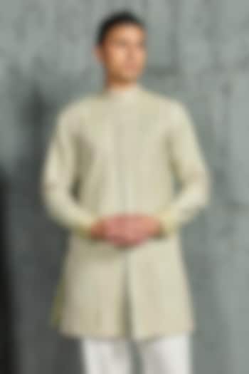Mint Green Chanderi Silk Thread Embroidered Kurta Set by Sarab Khanijou at Pernia's Pop Up Shop