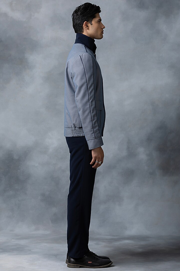 Grey Cotton & Jersey Bomber Jacket by Sarab Khanijou at Pernia's Pop Up Shop