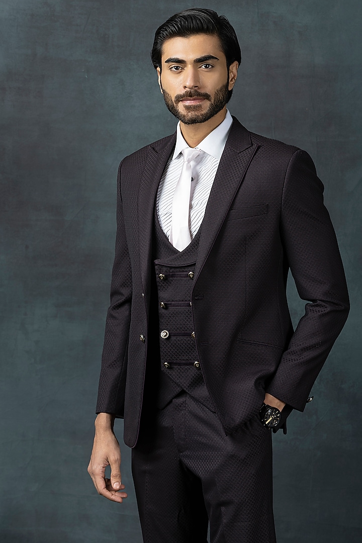 Black Suiting Fabric Blazer Set by Sarab Khanijou at Pernia's Pop Up Shop