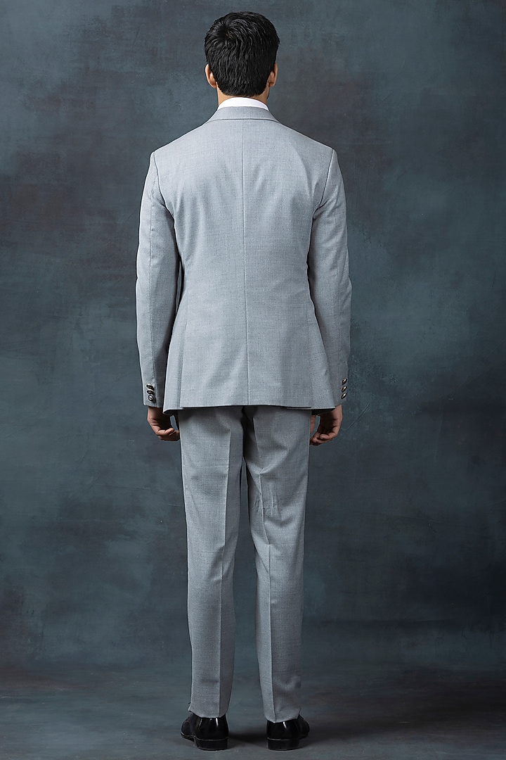 Grey Suiting Fabric Tuxedo Set by Sarab Khanijou at Pernia's Pop Up Shop