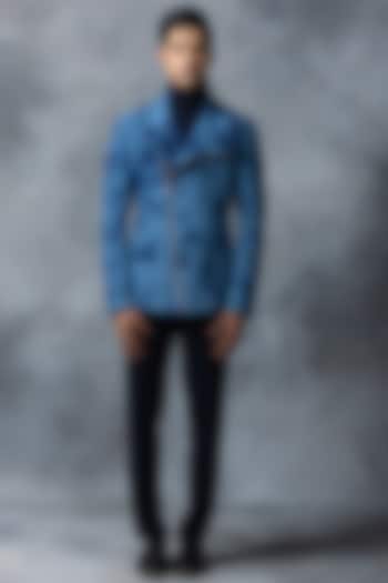 Blue Denim Tie-Dyed Jacket by Sarab Khanijou at Pernia's Pop Up Shop