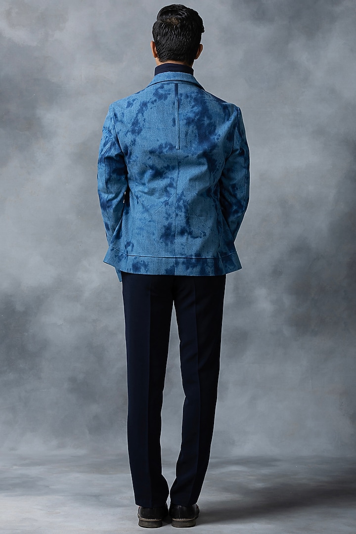 Blue Denim Tie-Dyed Jacket by Sarab Khanijou at Pernia's Pop Up Shop