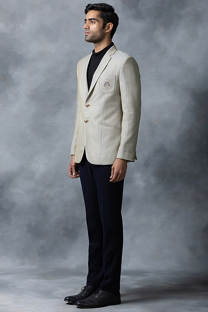 Beige Suiting Blazer by Sarab Khanijou at Pernia's Pop Up Shop
