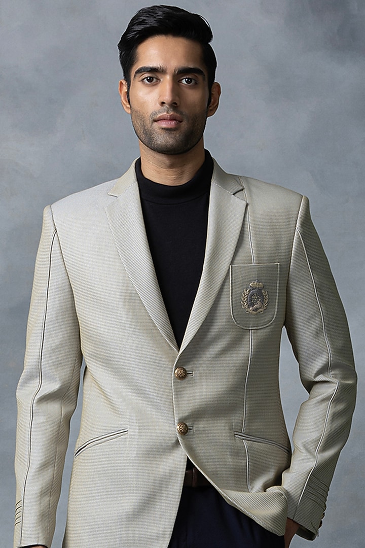 Beige Suiting Blazer by Sarab Khanijou at Pernia's Pop Up Shop
