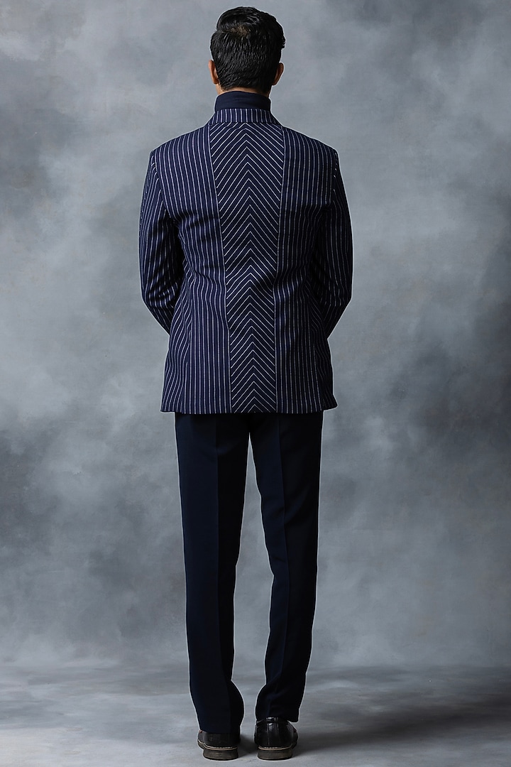 Navy Blue Suiting Blazer by Sarab Khanijou at Pernia's Pop Up Shop