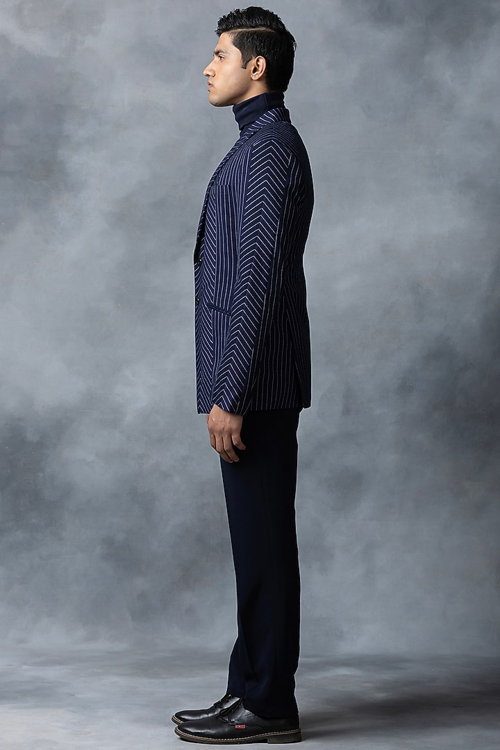 Navy Blue Suiting Blazer by Sarab Khanijou at Pernia's Pop Up Shop