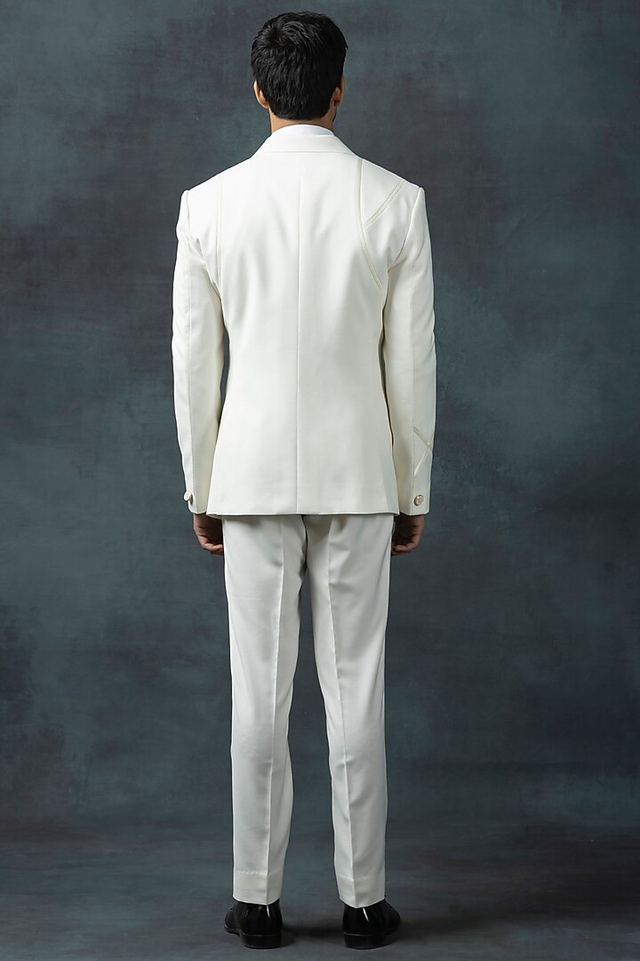 White Crepe Blazer Set by Sarab Khanijou at Pernia's Pop Up Shop