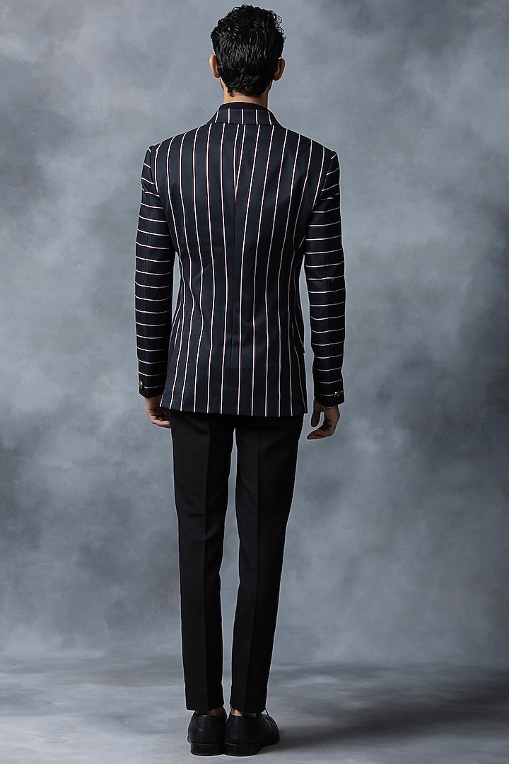 Black Suiting Striped Blazer by Sarab Khanijou at Pernia's Pop Up Shop