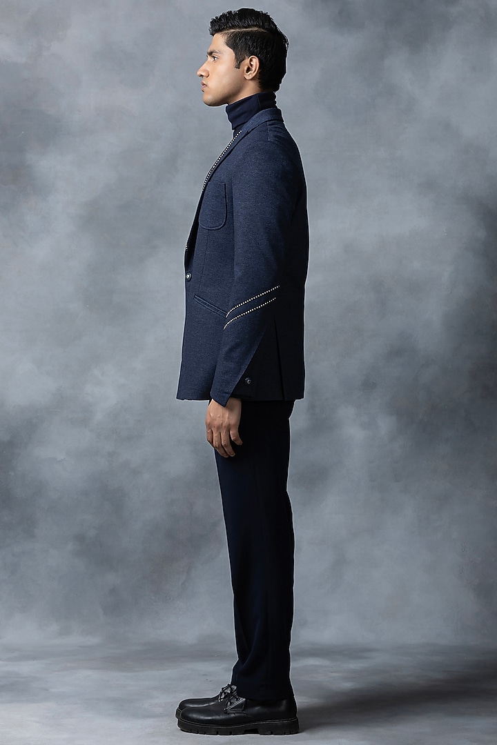 Navy Blue Suiting Blazer by Sarab Khanijou at Pernia's Pop Up Shop
