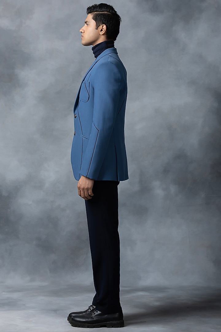 Blue Suiting Blazer by Sarab Khanijou at Pernia's Pop Up Shop