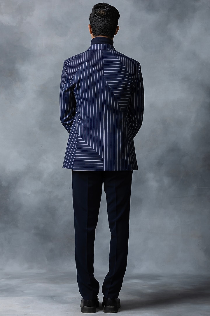 Navy Blue Suiting Blazer by Sarab Khanijou at Pernia's Pop Up Shop