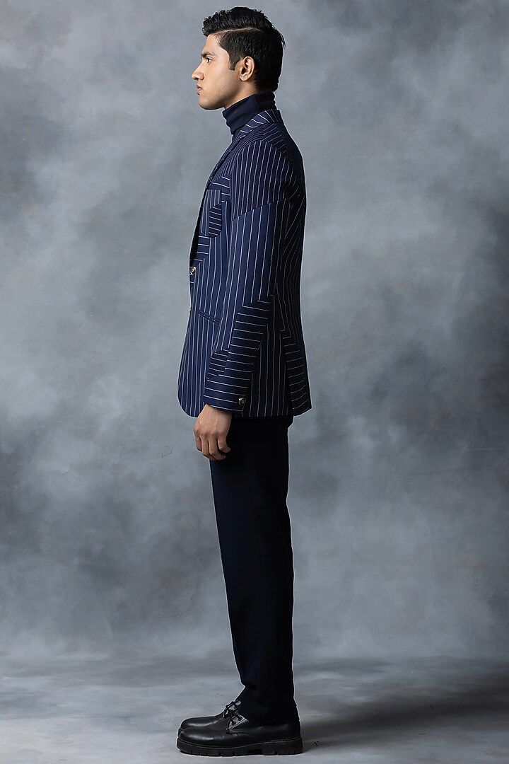Navy Blue Suiting Blazer by Sarab Khanijou at Pernia's Pop Up Shop