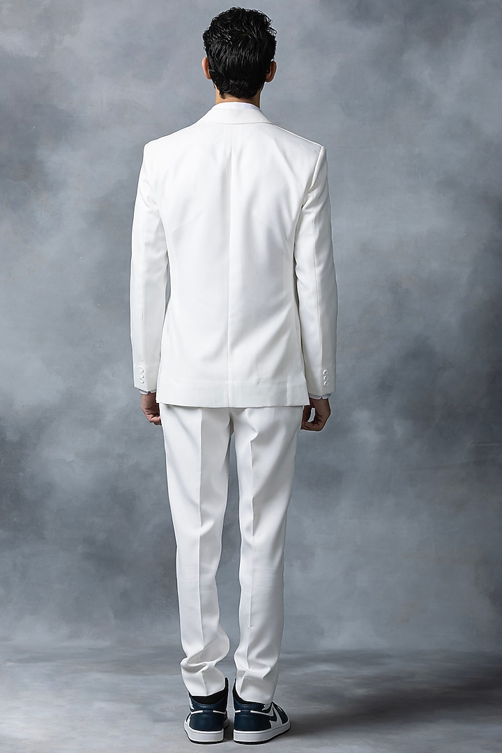 White Crepe Blazer by Sarab Khanijou at Pernia's Pop Up Shop