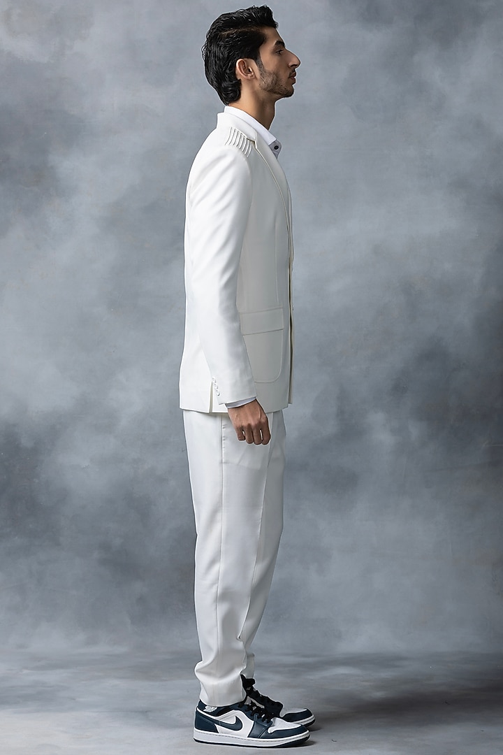 White Crepe Blazer by Sarab Khanijou at Pernia's Pop Up Shop