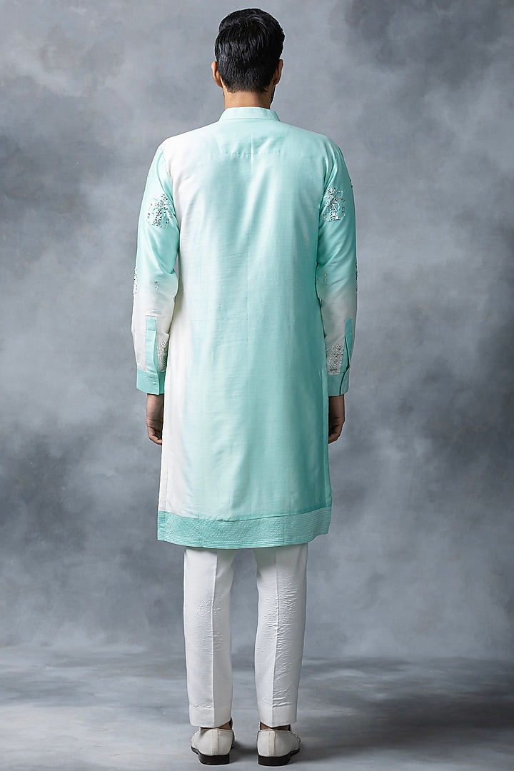 Ivory Chanderi Silk Kurta Set by Sarab Khanijou at Pernia's Pop Up Shop