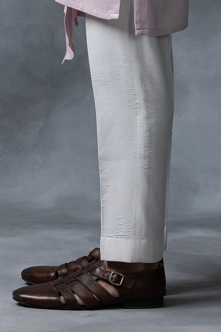 Dusty Rose Silk & Crepe Thread Work Bundi Jacket Set by Sarab Khanijou at Pernia's Pop Up Shop