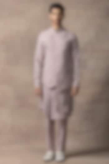 Lavender Crepe Embroidered Nehru Jacket Set by Sarab Khanijou