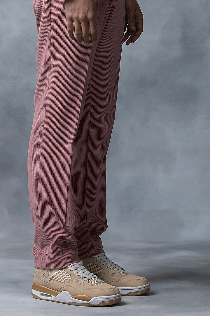 Salmon Pink Corduroy Blazer Set by Sarab Khanijou at Pernia's Pop Up Shop
