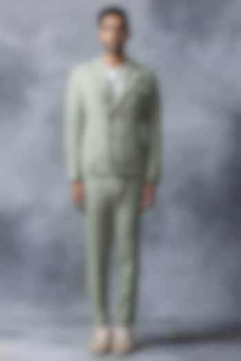 Pista Green Jersey Blazer Set by Sarab Khanijou at Pernia's Pop Up Shop