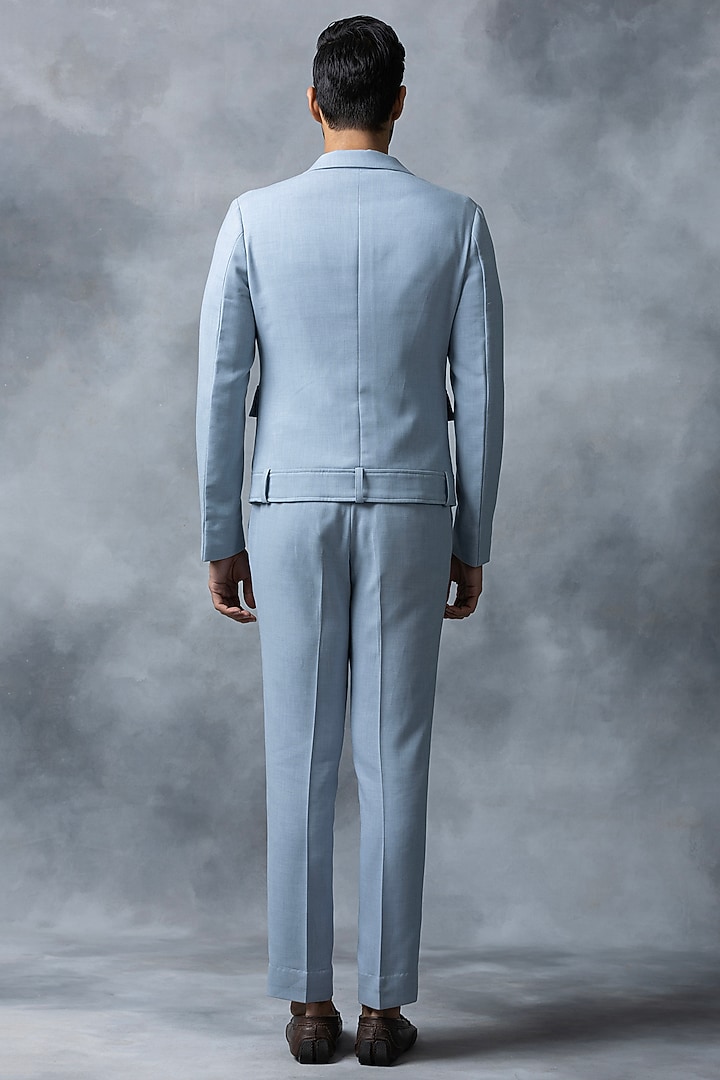Sky Blue Jersey Blazer Set by Sarab Khanijou at Pernia's Pop Up Shop