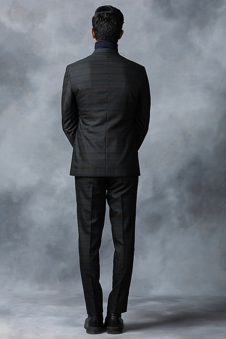 Green Suiting Fabric Striped Blazer Set by Sarab Khanijou at Pernia's Pop Up Shop