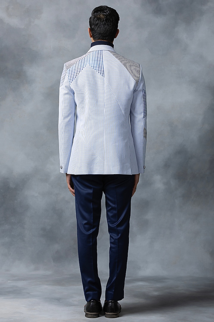 Light Blue Seersucker Fabric Blazer by Sarab Khanijou at Pernia's Pop Up Shop