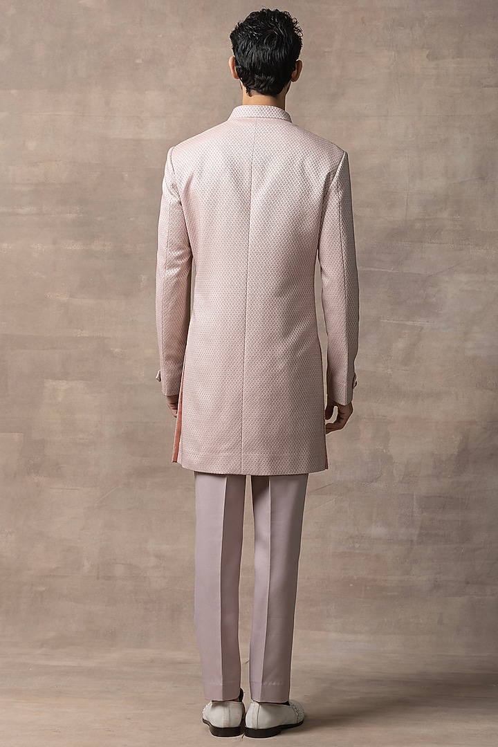 Dusty Rose Jacquard Wedding Indowestern Set by Sarab Khanijou at Pernia's Pop Up Shop