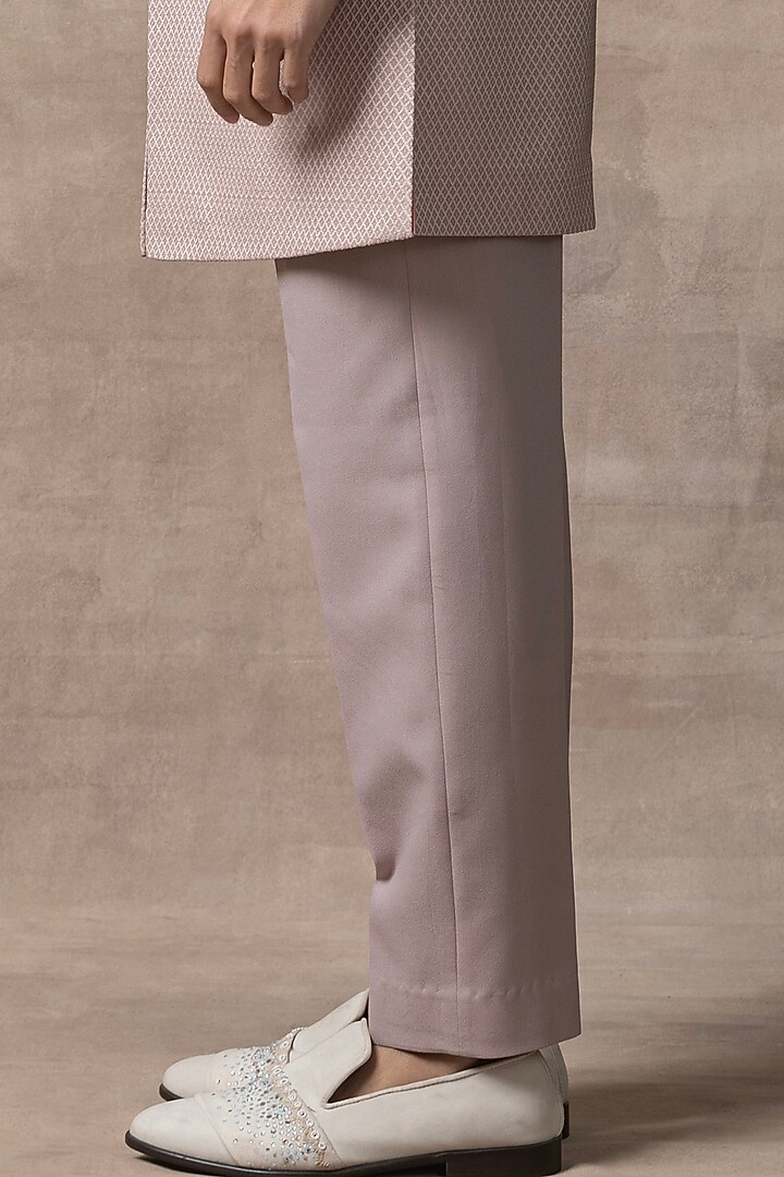 Dusty Rose Jacquard Wedding Indowestern Set by Sarab Khanijou at Pernia's Pop Up Shop