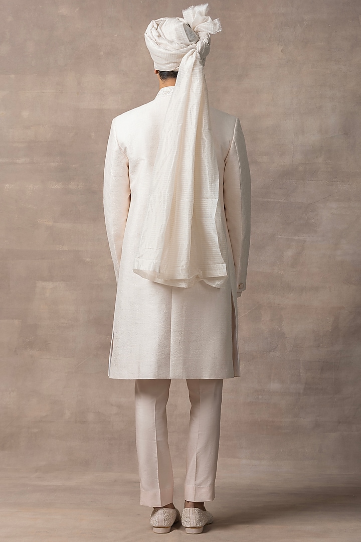 Rose Gold Silk Wedding Sherwani Set by Sarab Khanijou at Pernia's Pop Up Shop