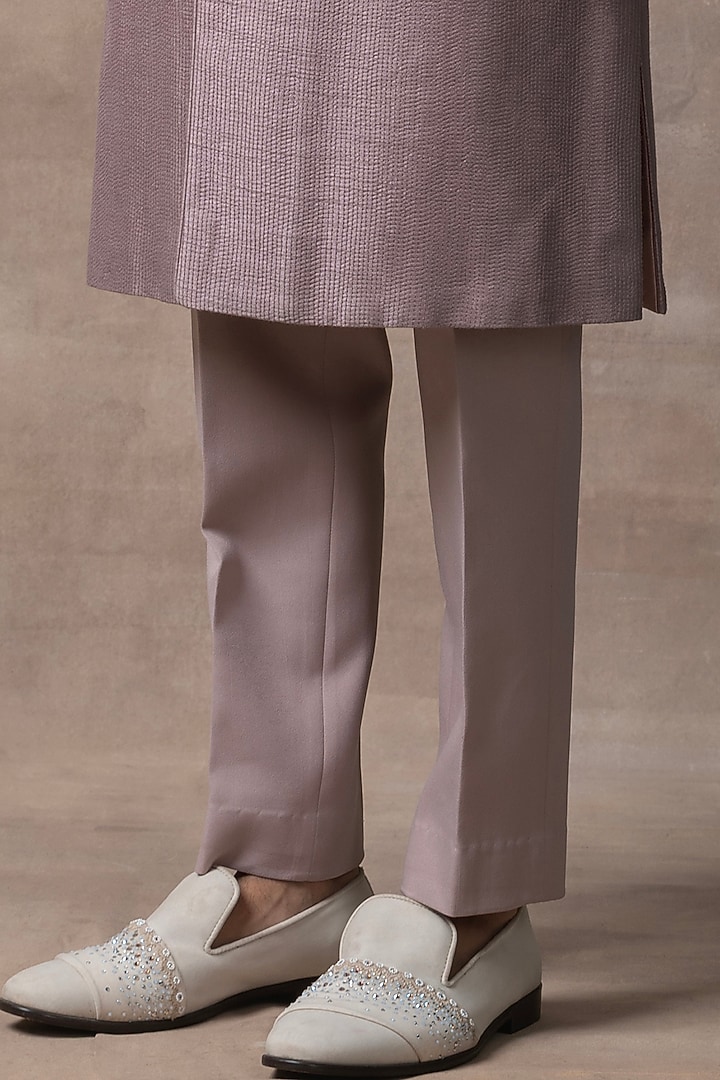 Lavender Organza & Kota Silk Threadwork Wedding Sherwani Set by Sarab Khanijou at Pernia's Pop Up Shop