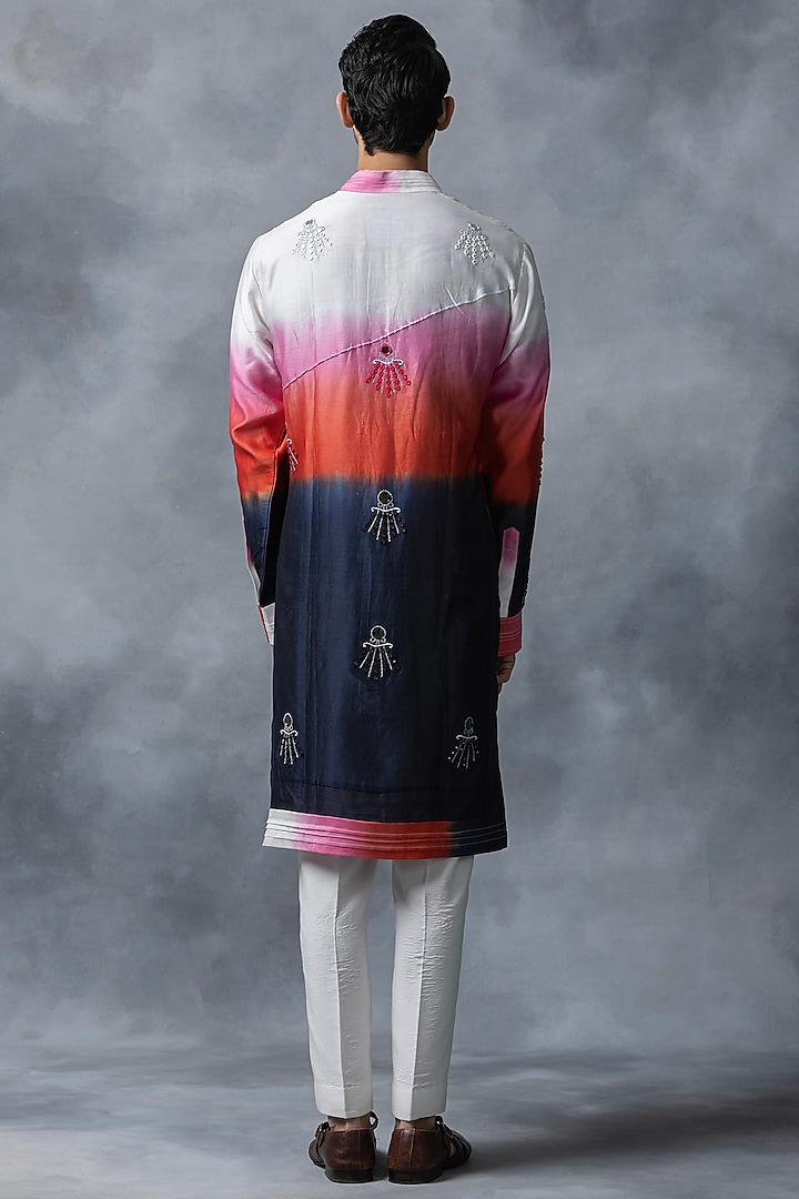 Multi-Colored Ombre Chanderi Silk Sequins Work Kurta Set by Sarab Khanijou at Pernia's Pop Up Shop