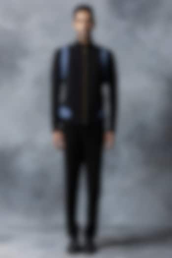 Black Sandwash Bomber Jacket by Sarab Khanijou at Pernia's Pop Up Shop