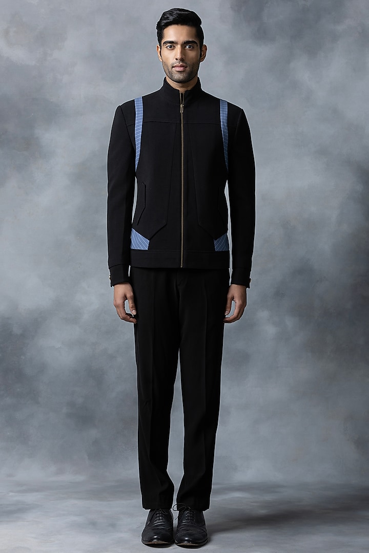 Black Sandwash Bomber Jacket by Sarab Khanijou at Pernia's Pop Up Shop