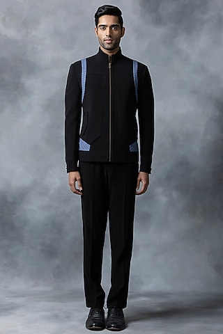 Black Sandwash Bomber Jacket by Sarab Khanijou