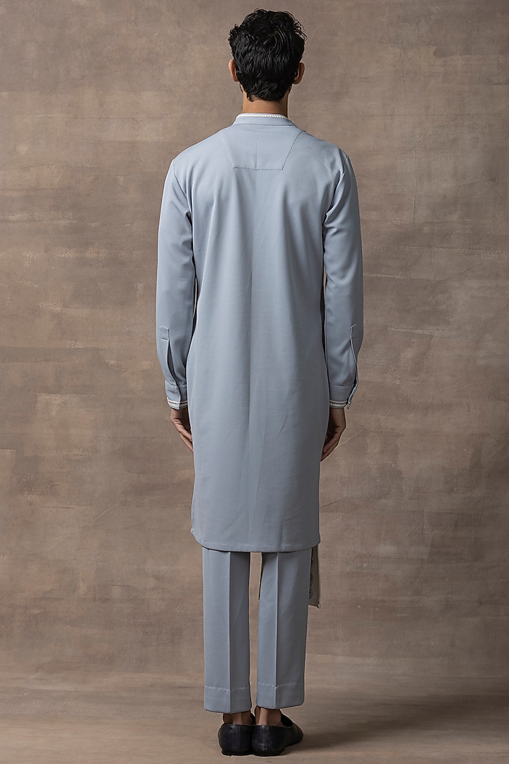 Grey Jersey Kurta Set by Sarab Khanijou at Pernia's Pop Up Shop