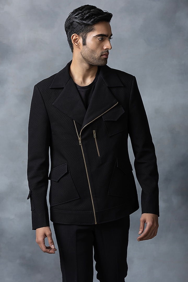 Black Sandwash Jacket by Sarab Khanijou at Pernia's Pop Up Shop