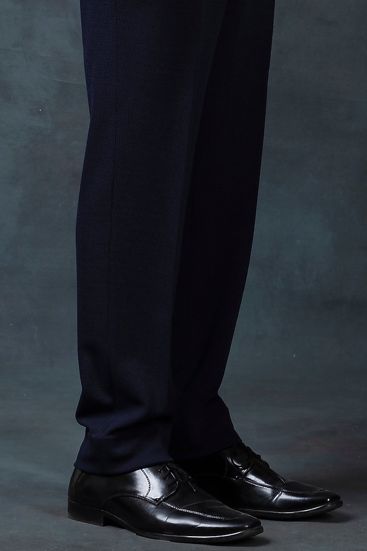 Navy Blue Jersey Tuxedo Set by Sarab Khanijou at Pernia's Pop Up Shop